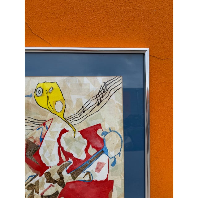 Metal Vintage Mixed Media Abstract Paper Collage Painting – Signed For Sale - Image 7 of 12