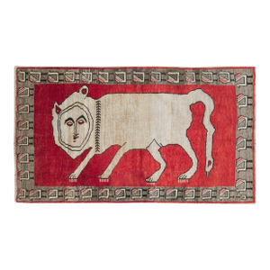 Tribal Mid-20th Century Handmade Persian Pictorial Gabbeh Accent Rug