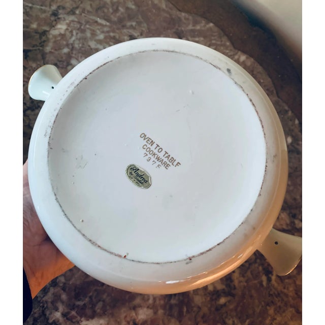 Ceramic Vintage Andrea by Sadek Full Gilt Knob Handle Oven to Table Covered Serving Dish For Sale - Image 7 of 9