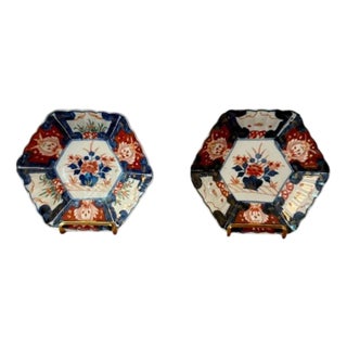 Antique Japanese Imari Hexagonal Plates, 1900, Set of 2 For Sale
