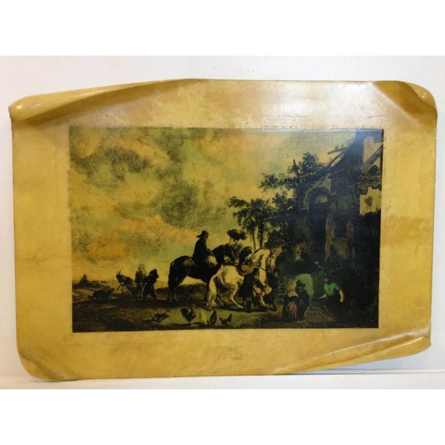Tan Mid-Century Italian Lacquered Parchment Wall Plaque For Sale - Image 8 of 8
