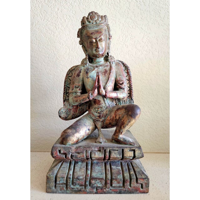 Early 20th Century Southeast Asian Hand-Carved Wooden Kinnari Figure For Sale - Image 11 of 12