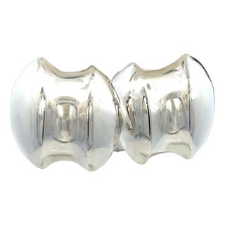 Late 20th Century Tiffany & Co Estate Large Puffed Earrings Sterling Silver 6.5 Grams For Sale
