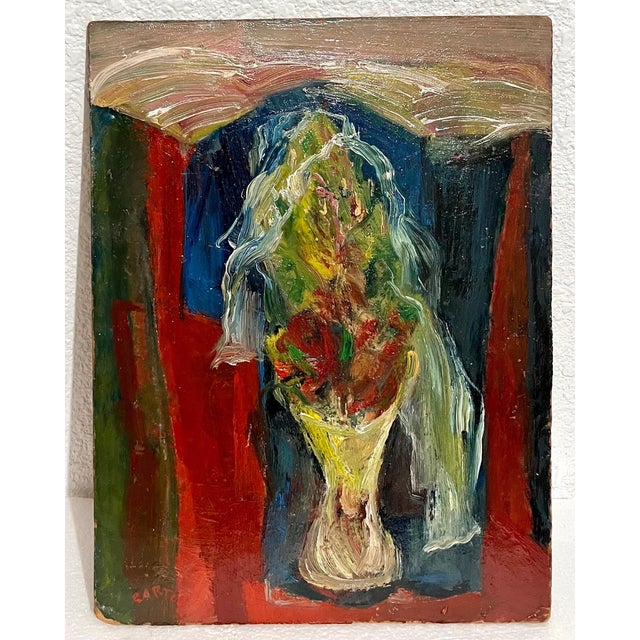 Norman Carton, American Abstract Expressionist Flowers Oil Painting Norman Carton Wpa Artist For Sale - Image 14 of 14