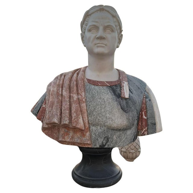 Huge Bust of Roman Emperor, 1950, Marble For Sale - Image 11 of 11