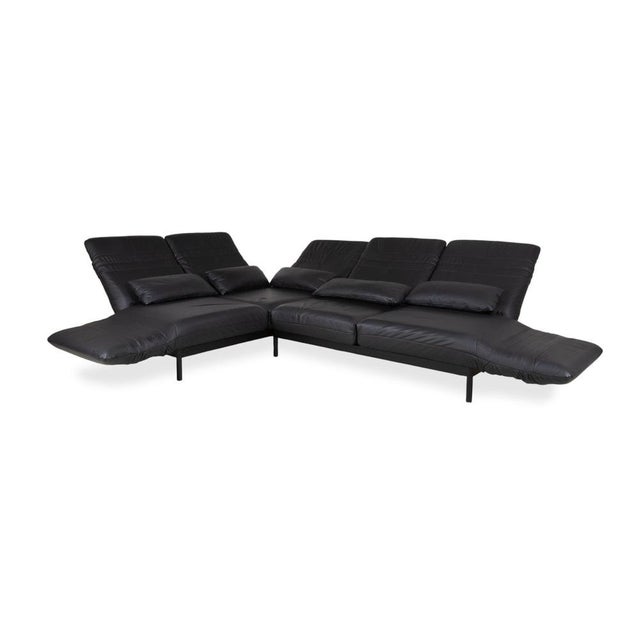 Plura Leather Corner Sofa in Black from Rolf Benz For Sale - Image 5 of 18