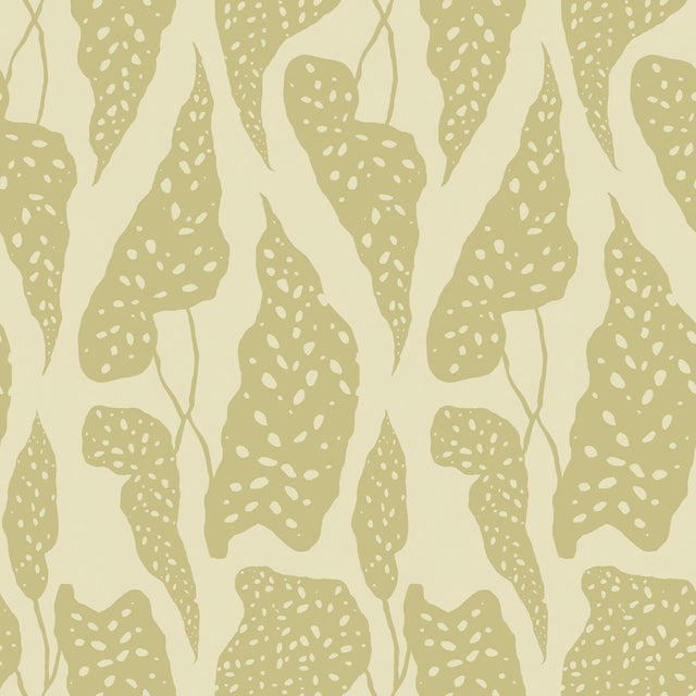 Contemporary Sample - Begonia Wallpaper by Susan Hable in Lime For Sale - Image 3 of 3