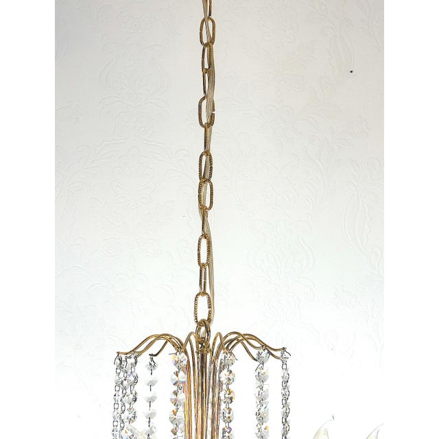 Mid-Century Modern Brass and Lead Crystal Five-Light Chandelier from Schröder, 1970s For Sale - Image 3 of 12
