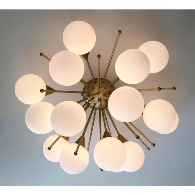 21st Century Mezzo Satin Brass Matte White Murano Flush Mount by Fabio LTD For Sale - Image 10 of 10