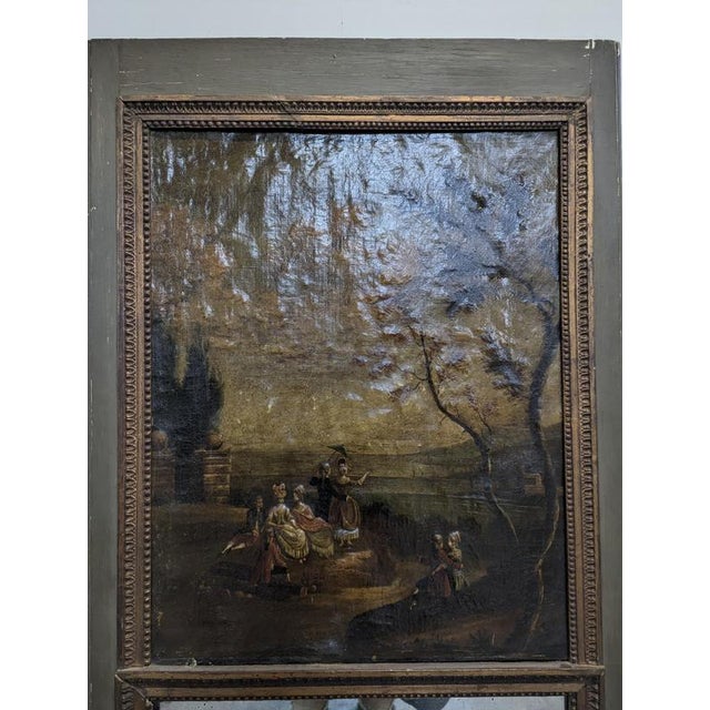 Louis XVI Style Trumeau with Decorative Panel and Mirror For Sale - Image 3 of 9