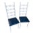 Pair of 1970s Italian Style White Metal Chairs With Navy Blue Leather Cushions For Sale