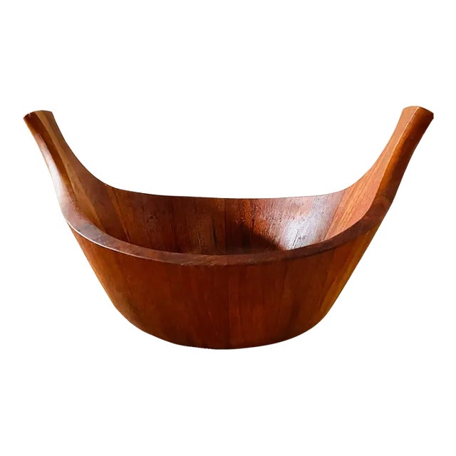 Vintage Dansk Denmark Ihq Staved Teak Viking Serving Bowl by Jens Quistgaard, Circa 1950s For Sale
