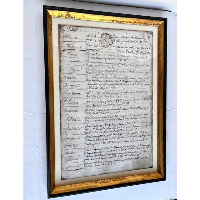 Antique 1700s Framed French Chateau Property Transaction Documents - A Pair For Sale - Image 4 of 18