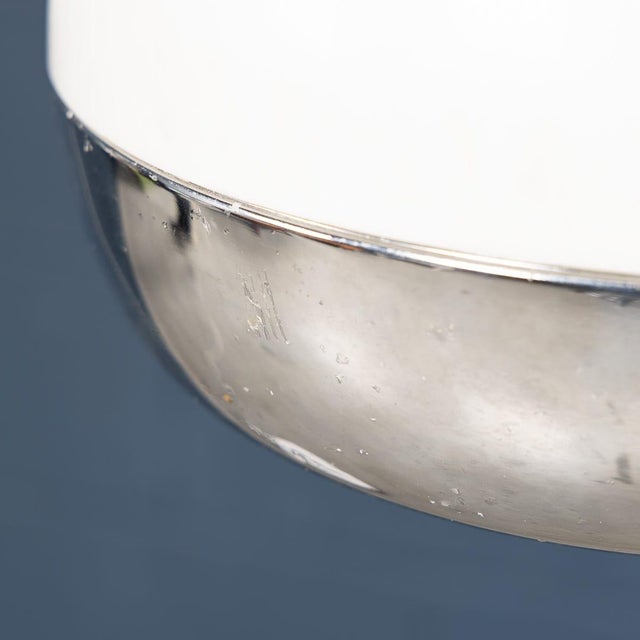 Vintage Italian Chrome Arc Floor Lamp with Opaline Shade, 1970s For Sale - Image 9 of 18