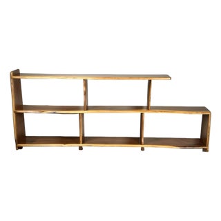 Vintage Mid-Century Modern Style Live Edge Walnut Bookshelf For Sale