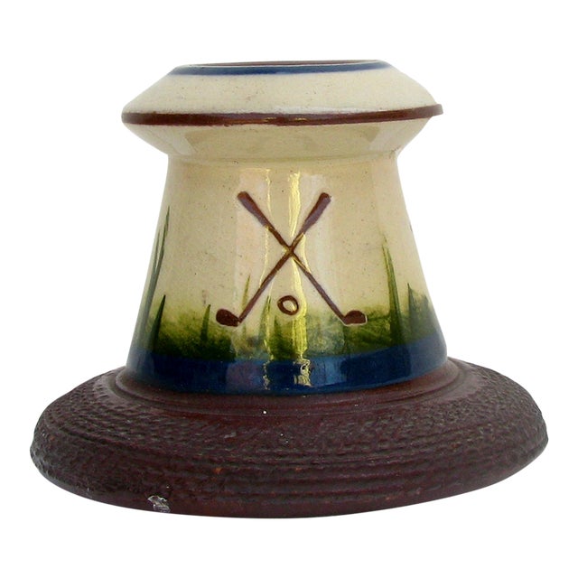 1920s English Golf Arts & Crafts Pottery Match Striker For Sale