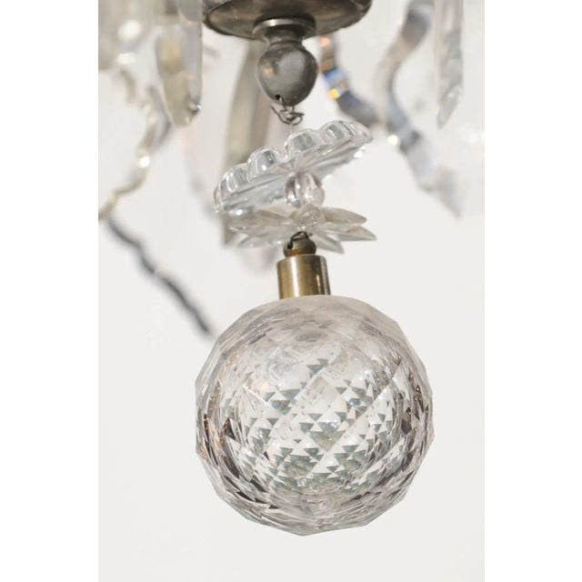 Silver 19th Century French Six-Light Crystal Chandelier with Silvered Iron Armature For Sale - Image 8 of 12