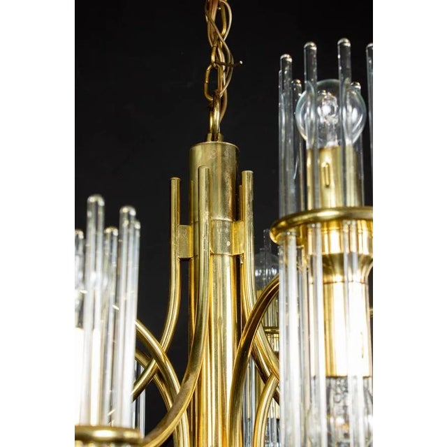 Crystal Rod and Brass Chandelier or Lantern by Gaetano Sciolari, 1960s For Sale - Image 12 of 16