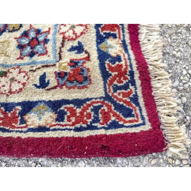 Red Middle Eastern Rug with Floral Designs, 1980 For Sale - Image 8 of 9