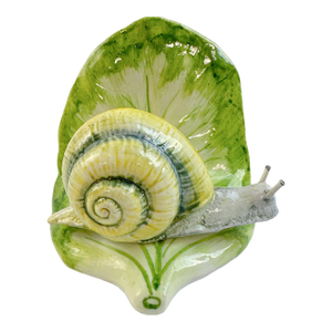 1960's Italian Majolica Meiselman Imports Snail & Cabbage Figurine