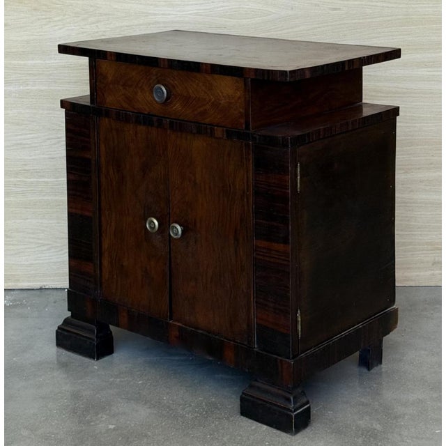 Art Deco Side Cabinets or Nightstands with Ebonized Details and Drawers, 1950s, Set of 2 For Sale - Image 6 of 17