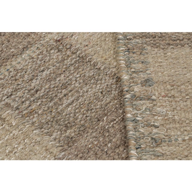 Textile Rug & Kilim’s Oversized Scandinavian Style Rug in Beige-Brown Geometric Patterns For Sale - Image 7 of 7