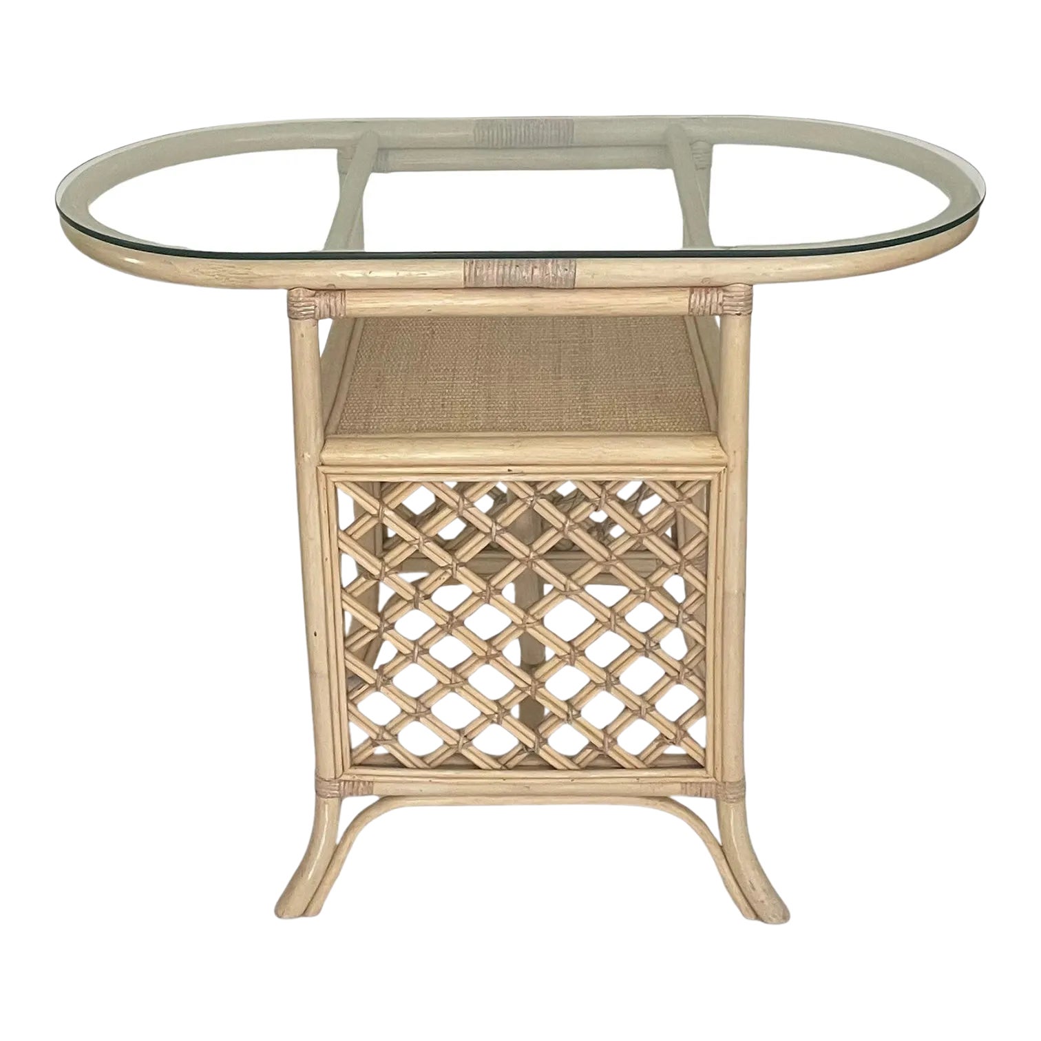 Vintage Bar Rattan Occasional Table Coastal Vinatge Patio Furniture Palm Beach | Chairish