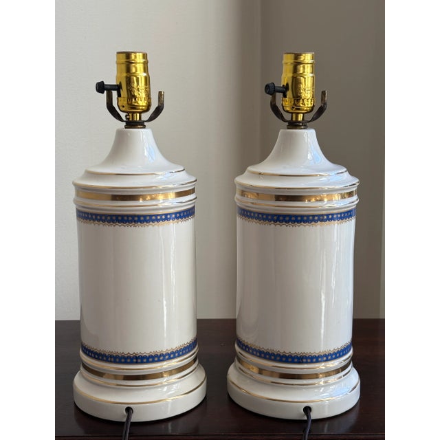 Mid-20th Century Armorial Porcelain Apothecary Lamps — A Pair For Sale In Baltimore - Image 6 of 18