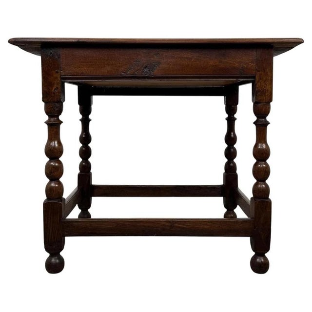 Gold 18th Century English Georgian Bobbin-Turned Oak Side Table For Sale - Image 8 of 12
