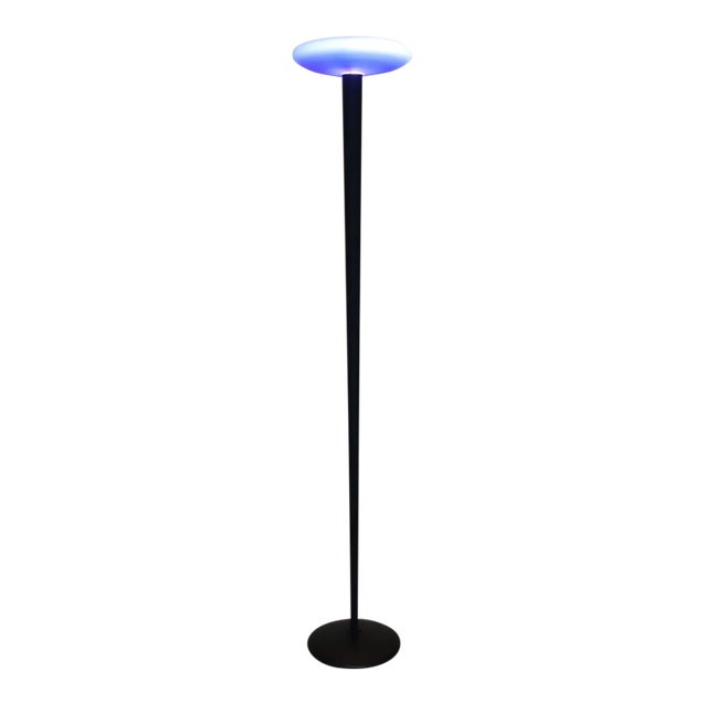 Mid-Century Modern Floor Lamp With Blue Murano Glass For Sale