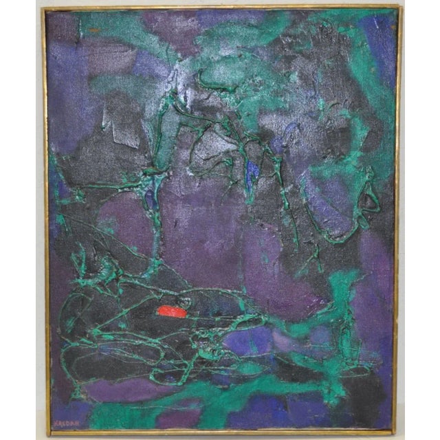 Bold abstract painting by KASDAN. Original oil on canvas. Very good vintage condition. See photos for details. Dimensions...