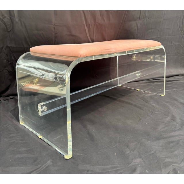 Vintage Postmodern Modern Lucite Waterfall Bench For Sale - Image 11 of 12