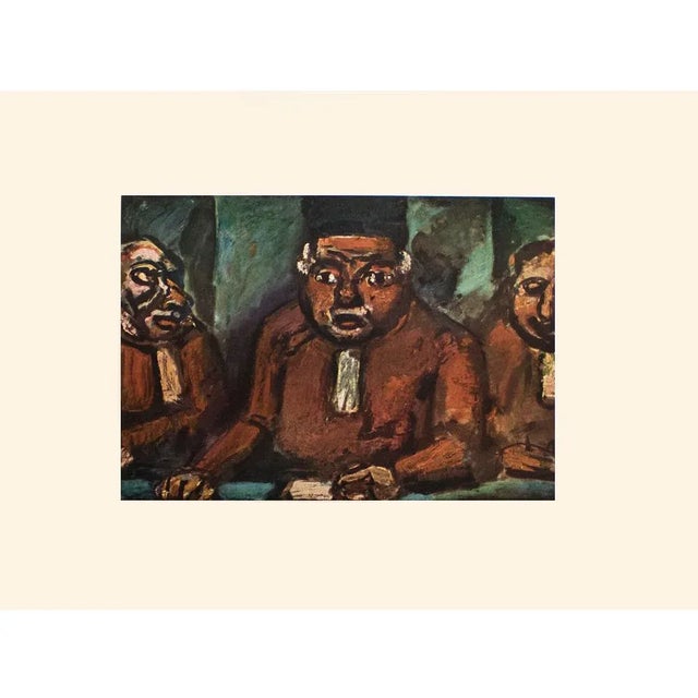 An excellent vintage period First Edition offset lithograph print after Expressionist oil and gouache painting "Three...