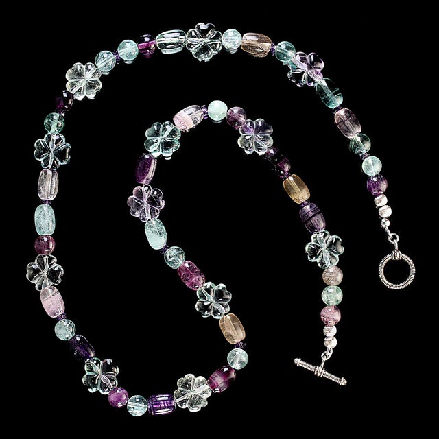 Traditional Ajd 25 Inch Multi Color Fluorite Necklace For Sale - Image 3 of 4