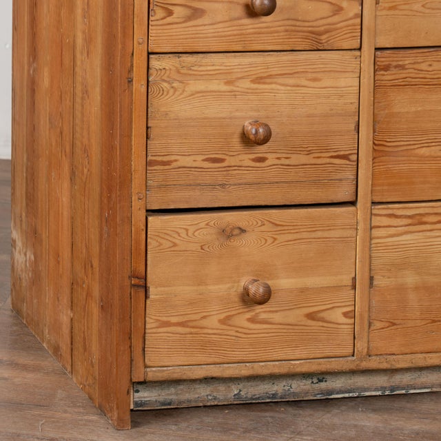 19th Century Pine 16 Drawer Apothecary Counter Console For Sale - Image 12 of 15