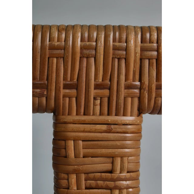 Danish Modern Coffee Table in Rattan Cane and Matt Glass by R. Wengler, 1940s For Sale - Image 9 of 18