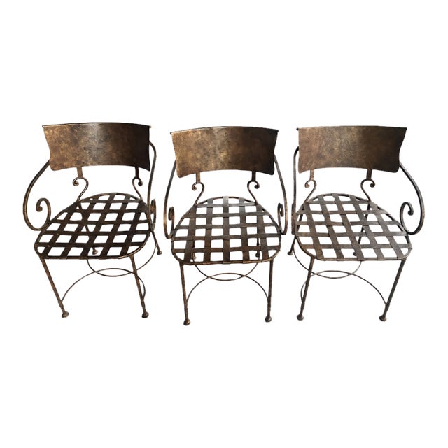 Vintage Wrought Iron Garden Patio Chairs For Sale