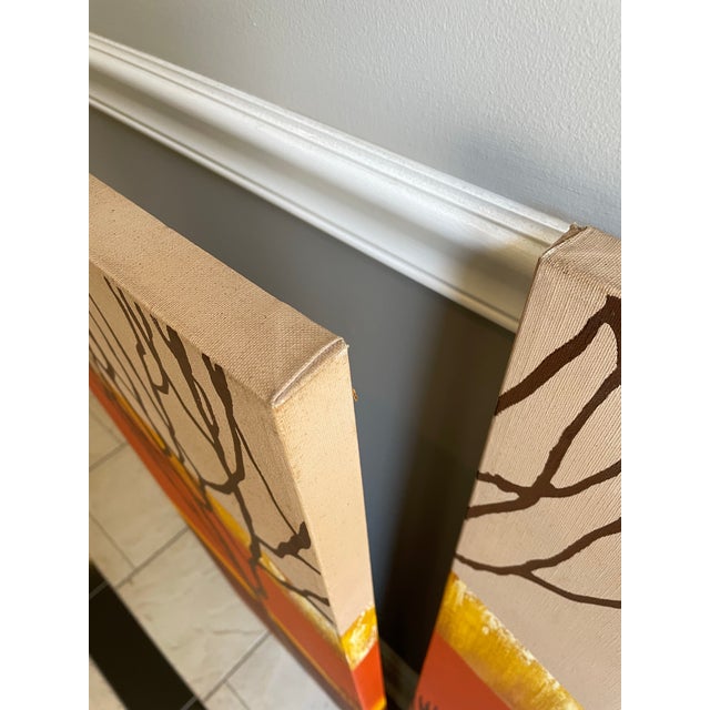 Vintage 1970s Letterman Style Hand-Painted Sunset Triptych – Original Studio Artwork, Signed For Sale - Image 10 of 10