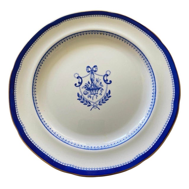 English Set of 12 Vintage English Copeland Spode "Newburyport" Cobalt Blue & Gold 8-Inch Salad Dessert Plates For Sale - Image 3 of 12