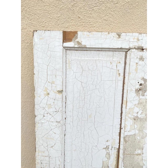 Antique Architectural Salvage Gray White Distress Painted Wooden Interior Door For Sale - Image 9 of 12