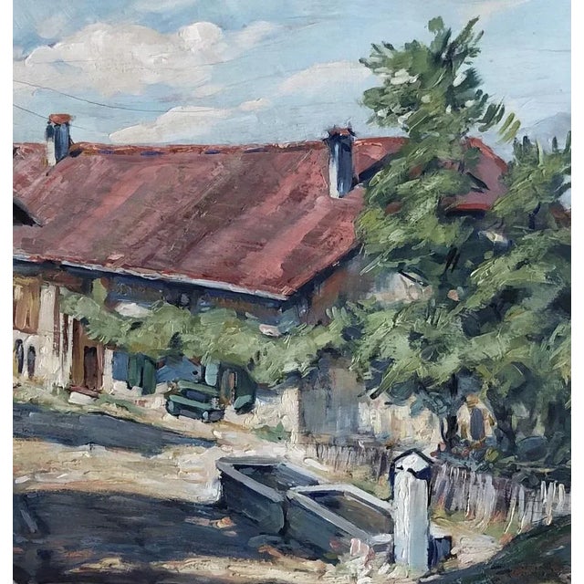 Henri Châtillon, La Fontaine, Cheseaux, 1949, Oil on Wood For Sale - Image 4 of 8