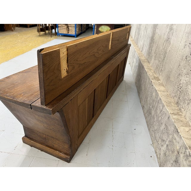 Brown Oak Storage Bench Banquette, 1950s For Sale - Image 8 of 10