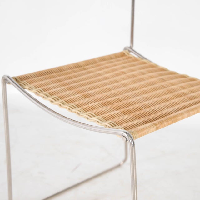 1980s Wicker and Chrome Chairs, 1980s, Set of 4 For Sale - Image 5 of 14