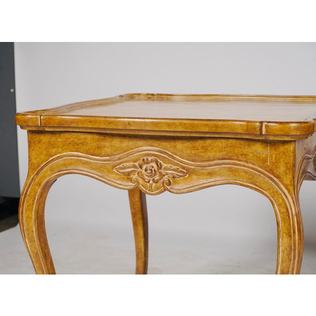 Cream Late 20th Century Pair of Judson Rothschild Italian Rococo Louis XV Style End Tables | Distressed Walnut Finish For Sale - Image 8 of 9