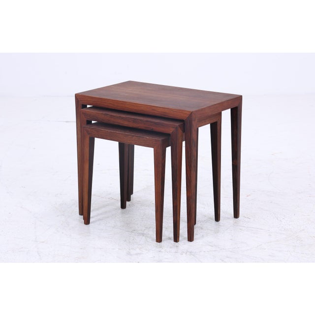 Mid-Century Nesting Tables in Rosewood by Severin Hansen for Haslev Møbelsnedkeri, 1960s, Set of 3 For Sale - Image 4 of 11