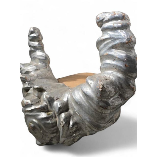 Antique 19th-Century Cloud-Shaped Carved and Silvered Wooden Pedestal For Sale - Image 6 of 12