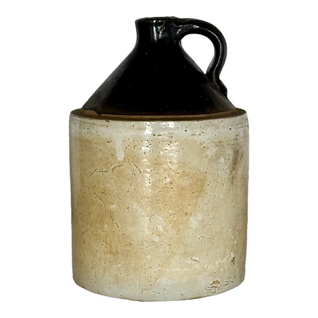 1900s Antique Salt Glaze Stoneware Jug, Cream and Brown For Sale