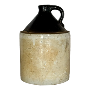 1900s Antique Salt Glaze Stoneware Jug, Cream and Brown