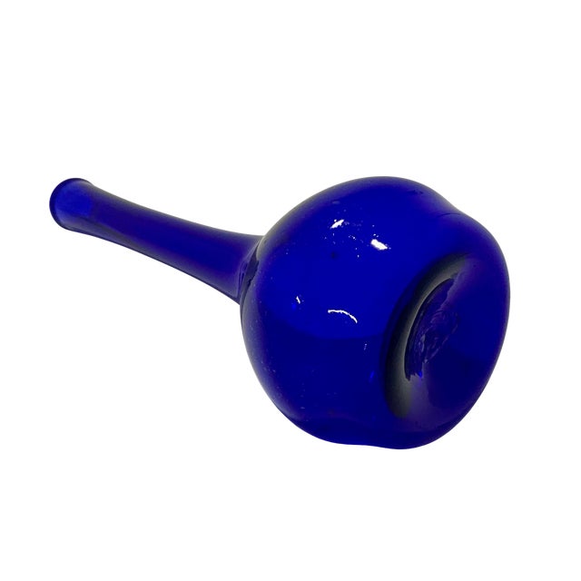 Cobalt Blue Hand-Blown Glass Bud Vase For Sale - Image 4 of 7