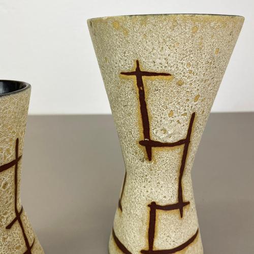 WGP Bamboo Ceramic Fat Lava Vases attributed to Scheurich, Germany, 1970s, Set of 2 For Sale - Image 12 of 18